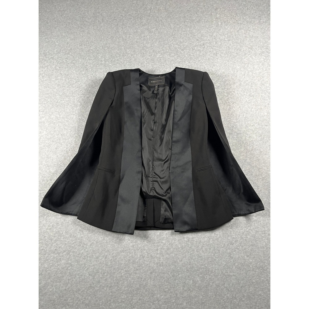 BCBGMAXAZRIA Frances Cape Blazer Women XXS Black Formal Event Gala Old Money